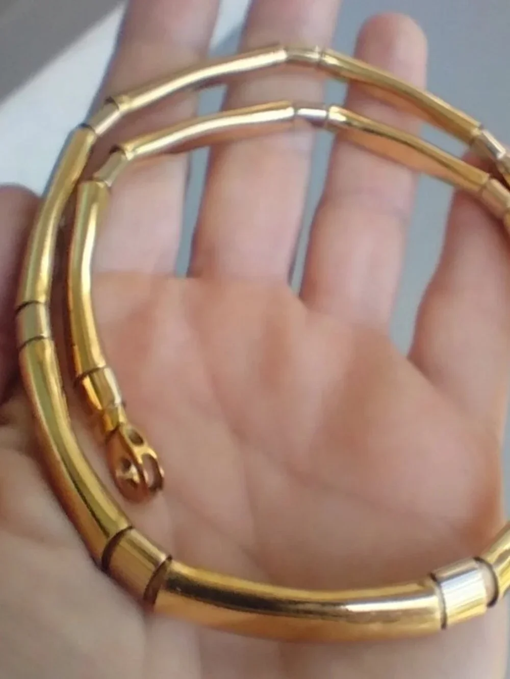 Vintage 18K Yellow Gold Custom-Made Domed Curved Link Collar Necklace 48.6 Grams